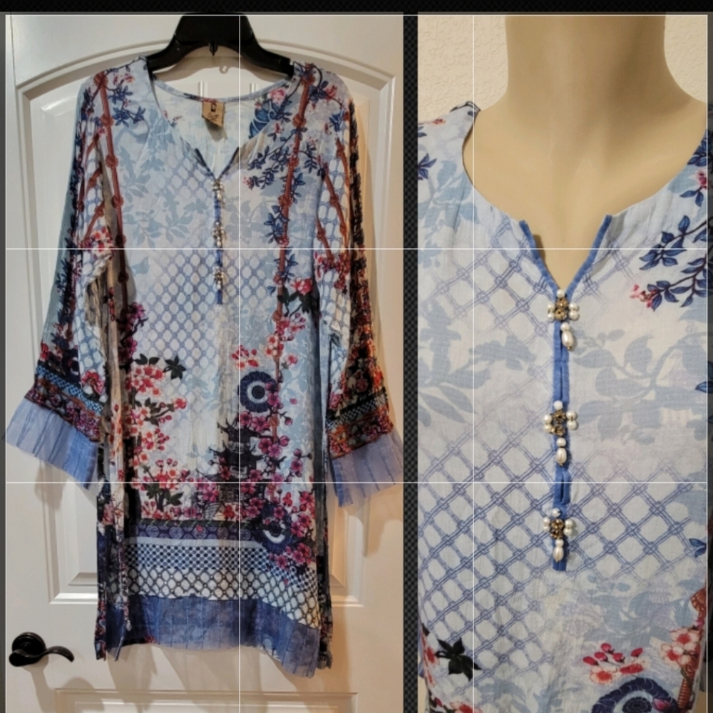 Cherry Blossoms Bead Tunic Dress